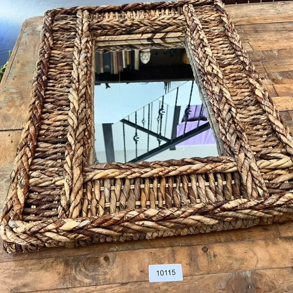 Rectangular Woven Rope Wall Mirror 27.5